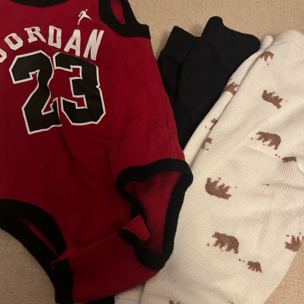 Jordan Kids Bodysuit in Red and Black